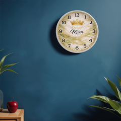 Queen Mom - Wood Frame 10" Clock (Green Marble)