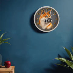 Friendly Akita - Wood Frame 10" Clock