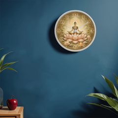 Tranquil Lotus Meditation - Wood Frame 10" Clock