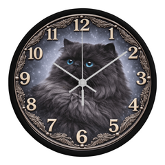 Midnight Majesty Doll Face Persian - Wood Frame 10" Clock