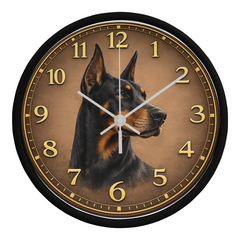 Elegant Doberman Pinscher - Wood Frame 10" Clock