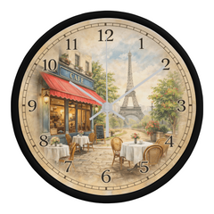 Paris Café Elegance - Wood Frame 10" Clock