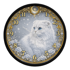 Snow Queen Scottish Fold - Wooden Frame 10" Clock