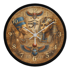 Timeless Pharaohs Egyptian Art - Wood Frame 10" Clock