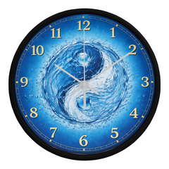 Flowing Yin & Yang  - Wood Frame 10" Clock