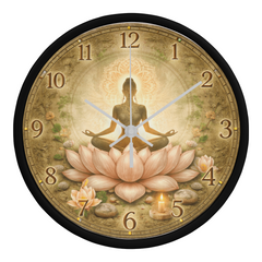 Tranquil Lotus Meditation - Wood Frame 10" Clock