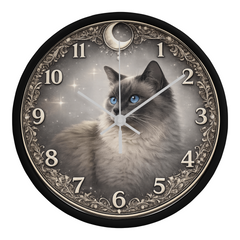 Misty Elegance Ragdoll - Wood Frame 10" Clock