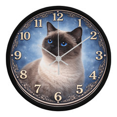 Sapphire Eyes Siamese Elegance - Wood Frame 10" Clock