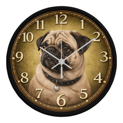 Cute Pug - Wood Frame 10" Clock