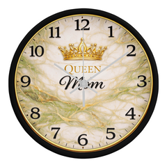 Queen Mom - Wood Frame 10" Clock (Green Marble)