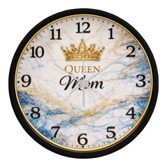 Queen Mom - Wood Frame 10" Clock (Blue Marble)