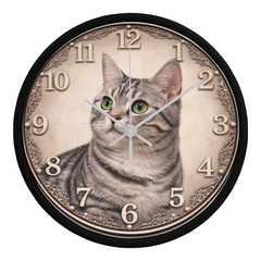 Silver Tabby Elegance – American Shorthair Cat Decorative Clock