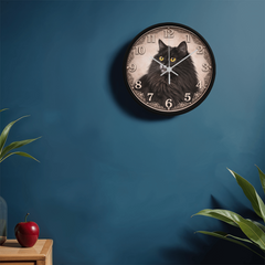 Noir Majesty Siberian - Wood Frame 10" Clock