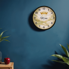 Queen Mom - Wood Frame 10" Clock (Green Marble)