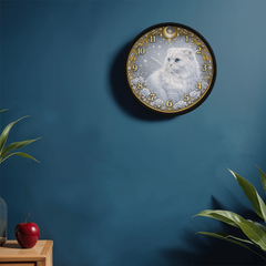 Snow Queen Scottish Fold - Wooden Frame 10" Clock