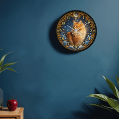 Midnight Royal Maine Coon  - Wood Frame 10" Clock