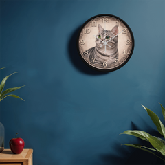 Silver Tabby Elegance – American Shorthair Cat Decorative Clock