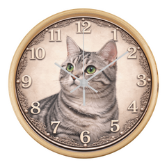 Silver Tabby Elegance – American Shorthair Cat Decorative Clock