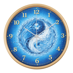Flowing Yin & Yang  - Wood Frame 10" Clock