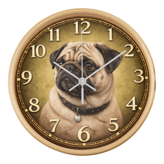 Cute Pug - Wood Frame 10" Clock