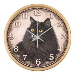 Noir Majesty Siberian - Wood Frame 10" Clock