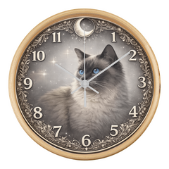 Misty Elegance Ragdoll - Wood Frame 10" Clock