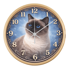 Sapphire Eyes Siamese Elegance - Wood Frame 10" Clock