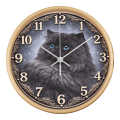 Midnight Majesty Doll Face Persian - Wood Frame 10" Clock