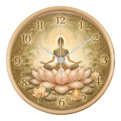 Tranquil Lotus Meditation - Wood Frame 10" Clock