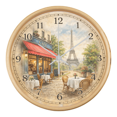 Paris Café Elegance - Wood Frame 10" Clock