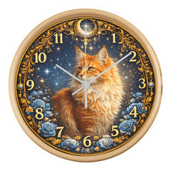 Midnight Royal Maine Coon  - Wood Frame 10" Clock