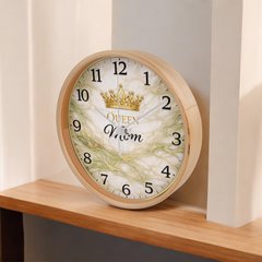 Queen Mom - Wood Frame 10" Clock (Green Marble)