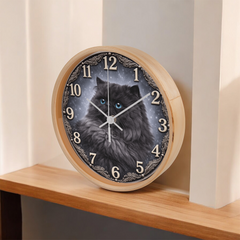 Midnight Majesty Doll Face Persian - Wood Frame 10" Clock