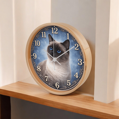 Sapphire Eyes Siamese Elegance - Wood Frame 10" Clock