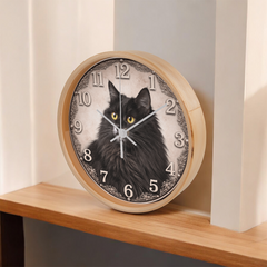 Noir Majesty Siberian - Wood Frame 10" Clock