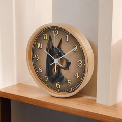 Elegant Doberman Pinscher - Wood Frame 10" Clock
