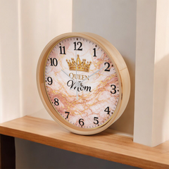 Queen Mom - Wood Frame 10" Clock (Pink Mable)