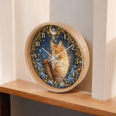 Midnight Royal Maine Coon  - Wood Frame 10" Clock