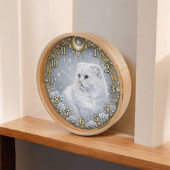 Snow Queen Scottish Fold - Wooden Frame 10" Clock