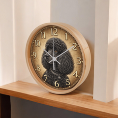 Playful Black Puddle - Wood Frame 10" Clock