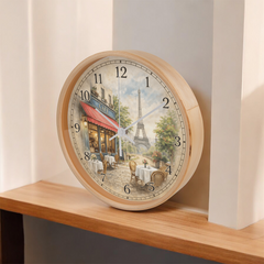 Paris Café Elegance - Wood Frame 10" Clock