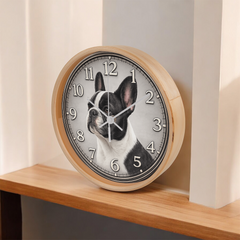 Classic French Bulldog - Wood Frame 10" Clock