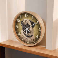 Cute Pug - Wood Frame 10" Clock