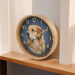 Golden Retriever - Wood Frame 10" Clock