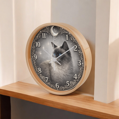 Misty Elegance Ragdoll - Wood Frame 10" Clock