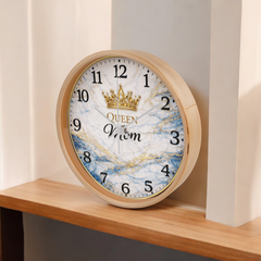 Queen Mom - Wood Frame 10" Clock (Blue Marble)