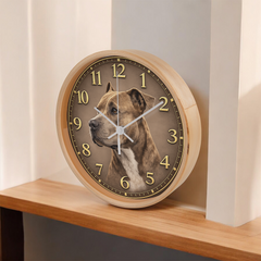 Warm Heart Pit Bull Terrier - Wood Frame 10 " Clock