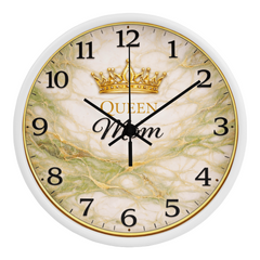 Queen Mom - Wood Frame 10" Clock (Green Marble)