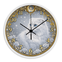 Snow Queen Scottish Fold - Wooden Frame 10" Clock