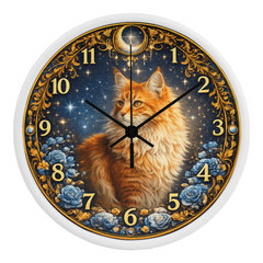 Midnight Royal Maine Coon  - Wood Frame 10" Clock